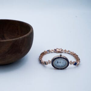 Silver Blue Crystal Watch Brancelet