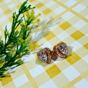 Rose Gold Silver Heart Studs