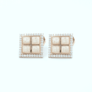 silver rose gold pearl studs