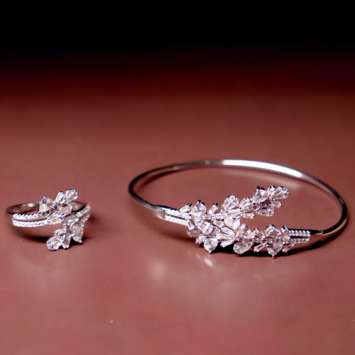 Silver Floral Crystal Set - Image 1