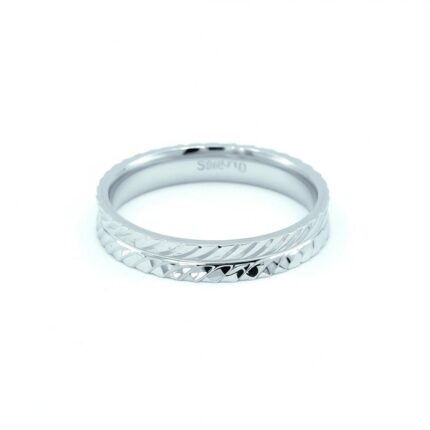 Minimalist Engraved Silver-Toned Ring for Men