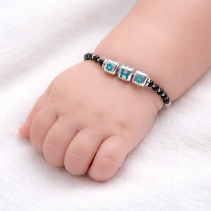 Silver Nazar Kada Blue Beads - Image 2