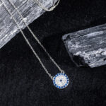 Elegant 92.5 Sterling Silver Sun Pendant Necklace with Green Malachite