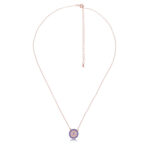 "Elegant evil eye necklace with a sapphire halo and silver chain"