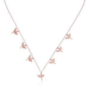 "Elegant butterfly pendant necklace in rose gold finish"