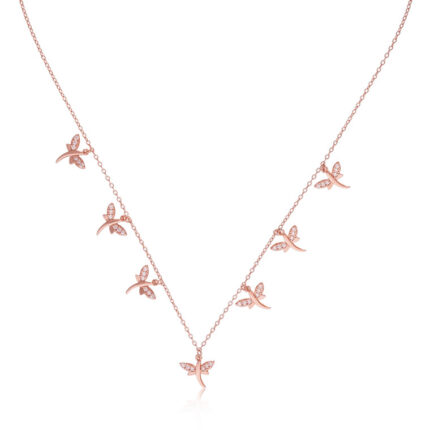 "Elegant butterfly pendant necklace in rose gold finish"