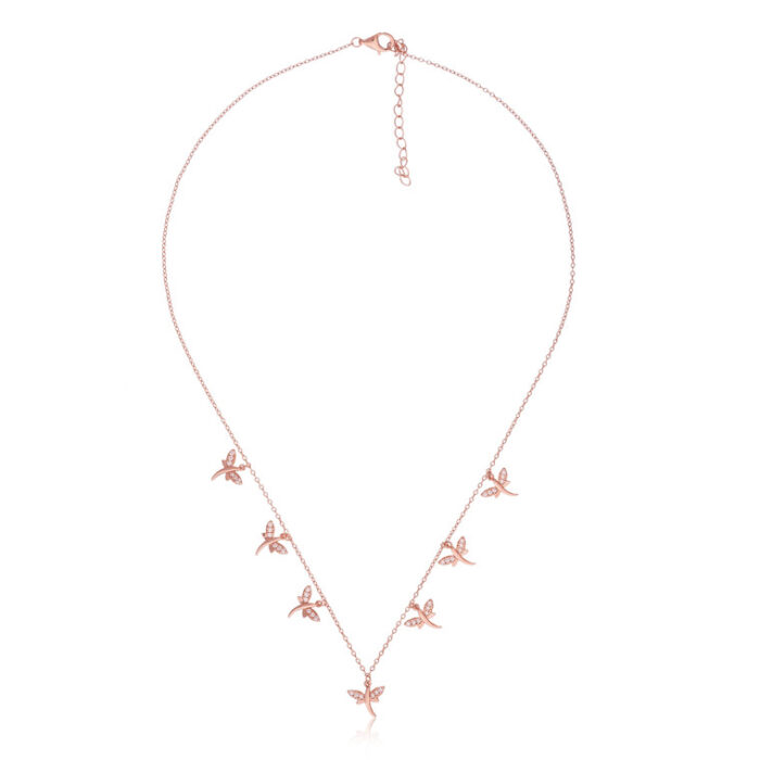 "Elegant butterfly pendant necklace in rose gold finish"