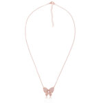 "Elegant butterfly charm necklace in polished rose gold finish"