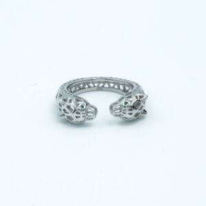 Dual Panther Head Ring in Silver