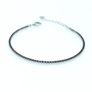Red Stone Silver Chain Bracelet