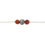 Twin Rudraksha Silver Bracelet with Antique Charm - Image 2