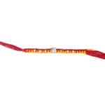 Lion Embossed Silver Rakhi – Red & Yellow Thread with Stone Accents - Image 5