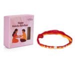 Lion Embossed Silver Rakhi – Red & Yellow Thread with Stone Accents - Image 4