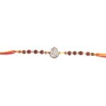 Divine Ganesha Rudraksha Rakhi – Silver Charm with Sacred Beads - Image 3