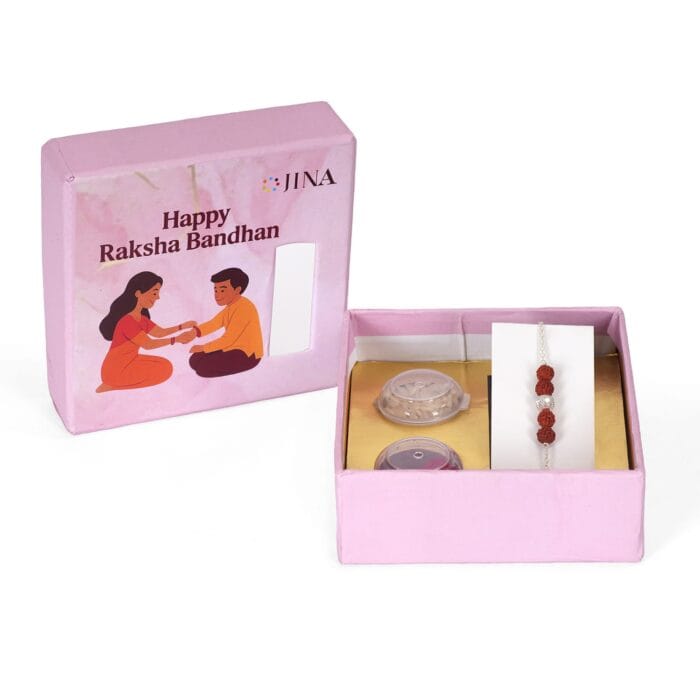 Yin-Yang Rudraksha Rakhi – Silver Chain with Spiritual Balance Beads - Image 6