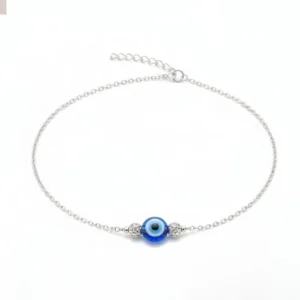 Silver Beads evil eye