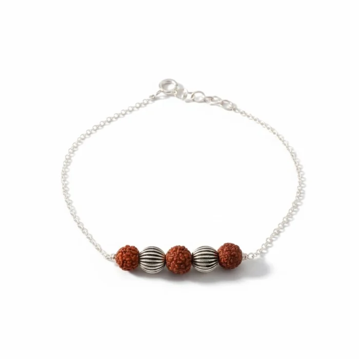 Silver and Rudraksha Bracelet - Image 2