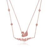 Rose Gold Layered Swan Necklace