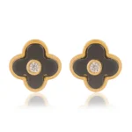 Black Clover Stone Stud Earrings