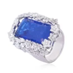 Royal Blue Emerald-Cut Silver Ring