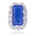 Royal Blue Emerald-Cut Silver Ring - Image 3
