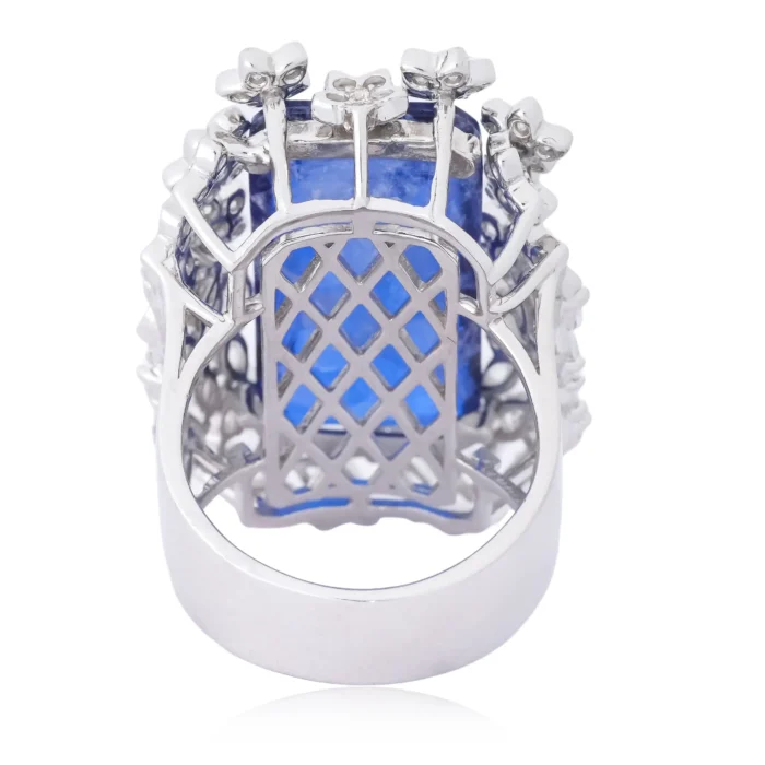 Royal Blue Emerald-Cut Silver Ring - Image 5