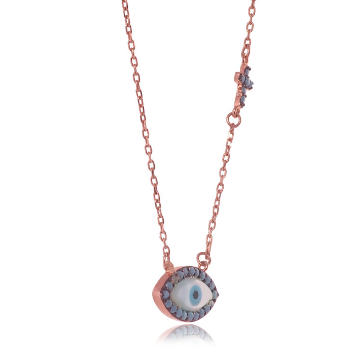 Evil Eye Cross Charm Necklace - Image 3