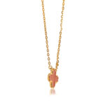 Coral Bloom Red Clover Pendant Necklace - Image 3