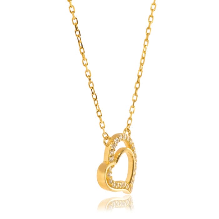 Gold-Plated Heart-Shaped Cubic Zirconia Necklace - Image 3