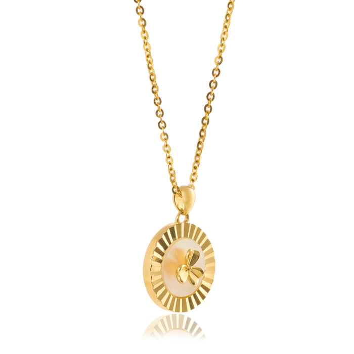 Gold Plated Silver Round Clover Pendant - Image 3