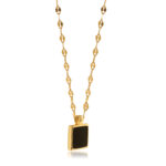 Onyx Square Pendant Necklace - Image 3