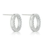 Sterling Silver Pave-Set Diamond Hoop Earrings - Image 2