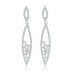 Sterling Silver Pave-Set Geometric Drop Earrings
