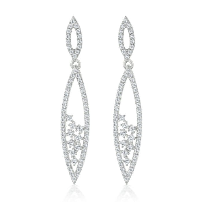 DSC08014 Sterling Silver Pave-Set Geometric Drop Earrings - Image 1
