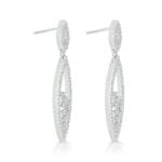 Sterling Silver Pave-Set Geometric Drop Earrings - Image 2