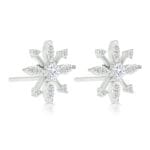 Sterling Silver Snowflake Stud Earrings with Cubic Zirconia - Image 2