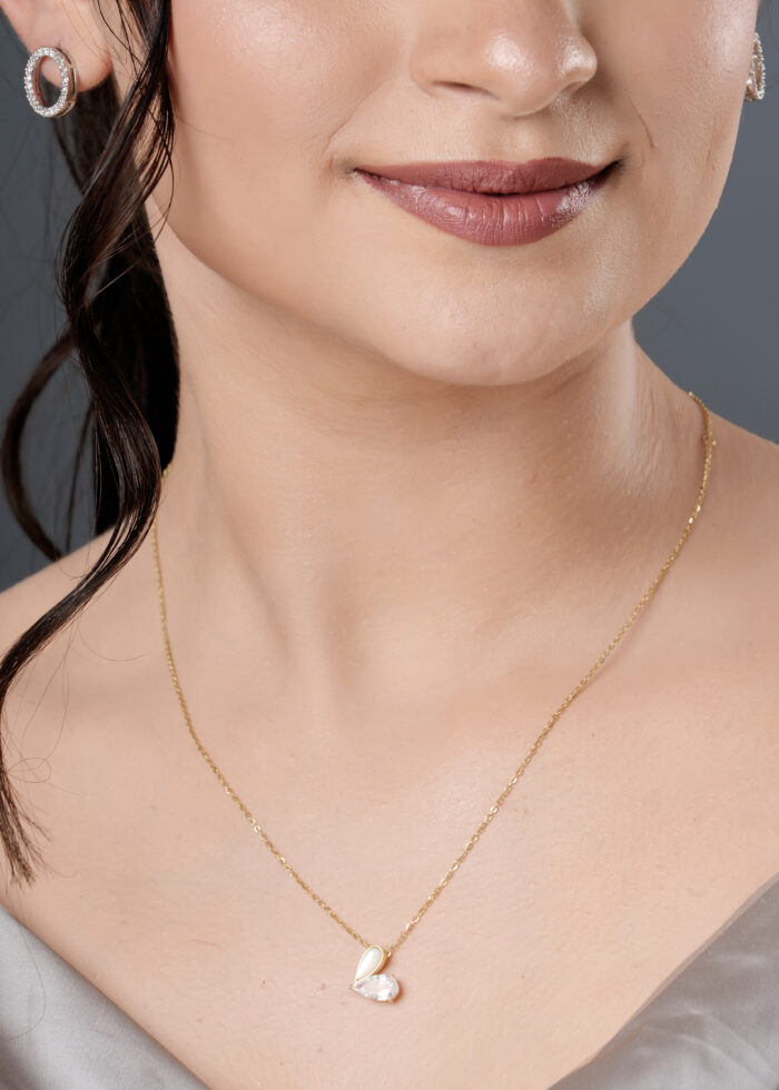 Crystal & Pearl Teardrop Pendant Necklace - Image 5