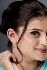 Sterling Silver Pave-Set Geometric Drop Earrings - Image 4