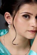 Sterling Silver Peacock and Pearl Drop Earrings with Green Stones - Image 4