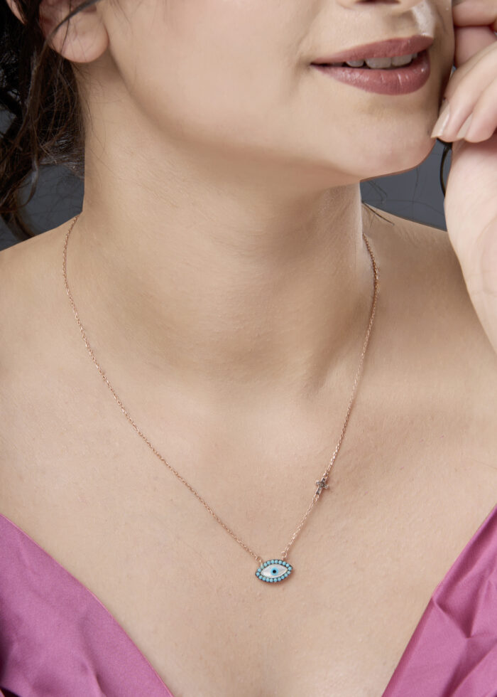 Evil Eye Cross Charm Necklace - Image 5