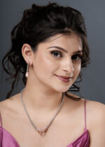 Sterling Silver Rose Gold Elephant and Pearl Earrings & Necklace Set - Image 2