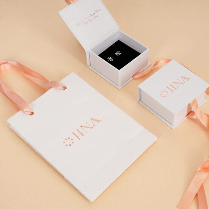 Sterling Silver Snowflake Stud Earrings with Cubic Zirconia - Image 5