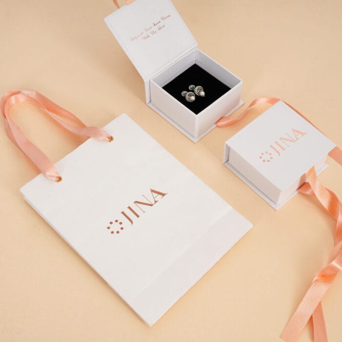 925 Sterling Silver Emerald and Pearl Jhumka Earring - Image 5