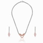 Sterling Silver Rose Gold Elephant and Pearl Earrings & Necklace Set