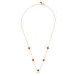 Gold Plated Necklace with Red Enamel Clover Accents - Image 2
