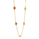 Gold Plated Necklace with Red Enamel Clover Accents - Image 3