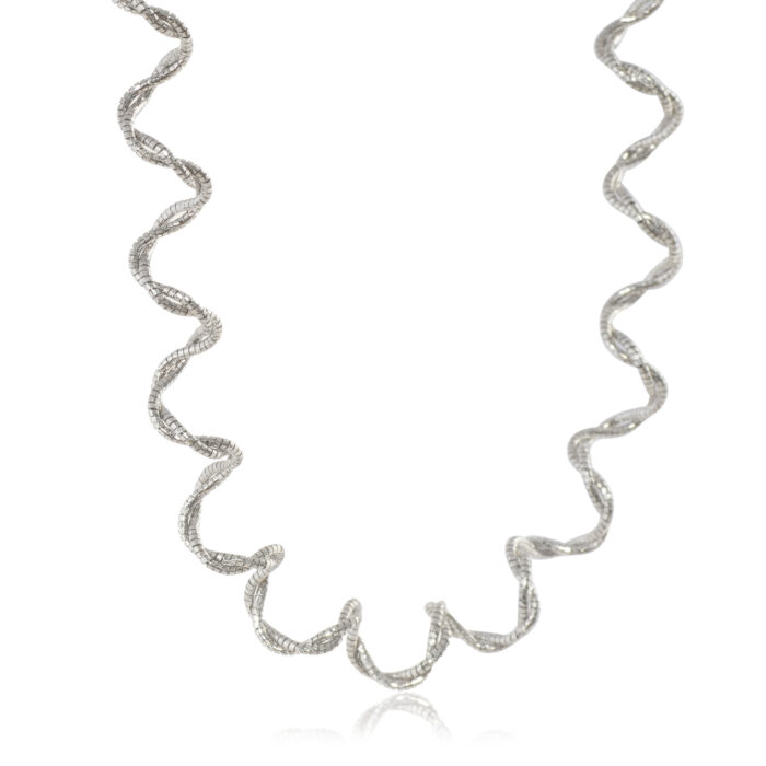 92.5 Sterling Silver Wavy Design Necklace - Image 3