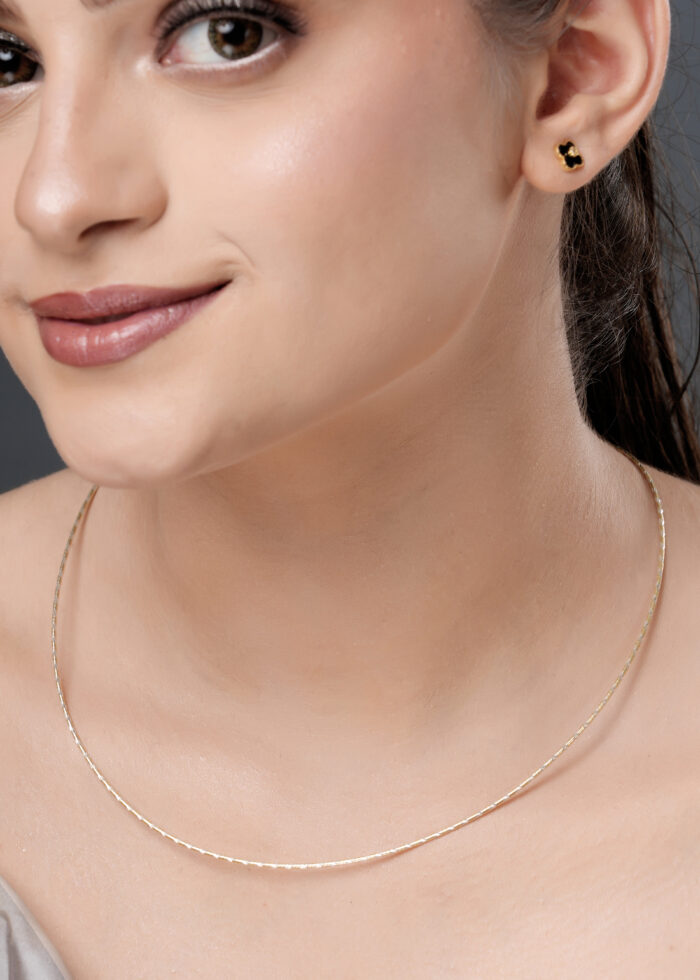 Gold-Plated Herringbone Chain Necklace - Image 5