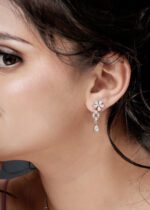 Sterling Silver Diamond Necklace and Earrings Set with Teardrop Pendant - Image 3