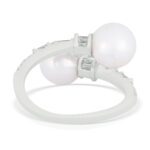 JINA 92.5 Sterling Silver Double Pearl and Diamond Ring - Image 3